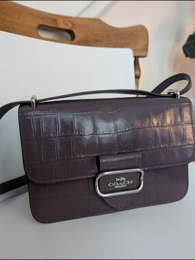 COACH Croc-Embossed Large Morgan Square Crossbody